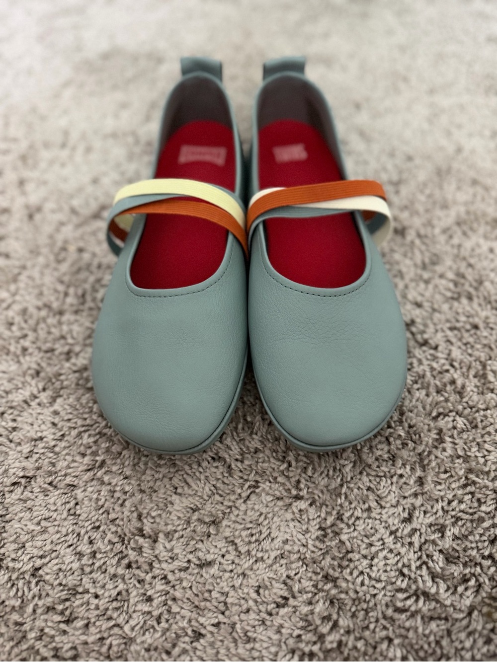Camper Women's Light Blue Slip-On Flats with Multicolor Elastic Straps - Picture 1 of 3